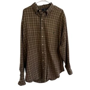 Vintage Ralph Lauren 2XB XXL Big & Tall Plaid Shirt Rare Brown Green Red Polo